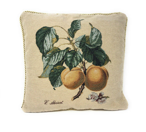 DaDa Bedding Set of 2-Pieces Yellow Apricot Fruits Elegant Tapestry Throw Pillow Covers w/ Inserts - 18" x 18" - DaDa Bedding Collection