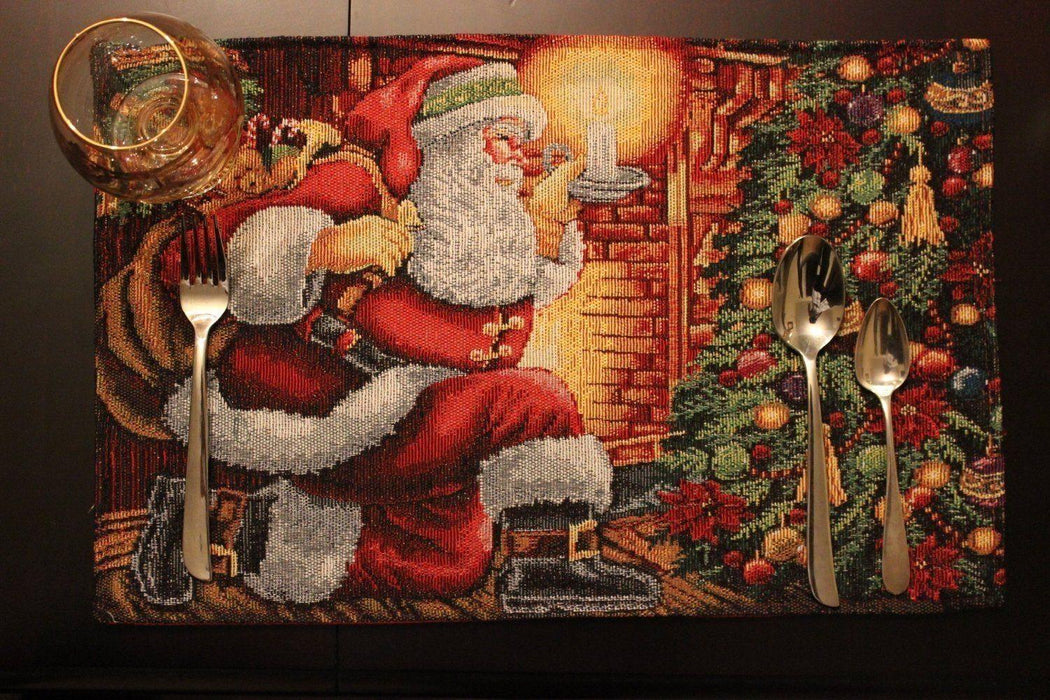 Tache Festive Down the Chimney Woven Tapestry Placemat - DaDa Bedding Collection
