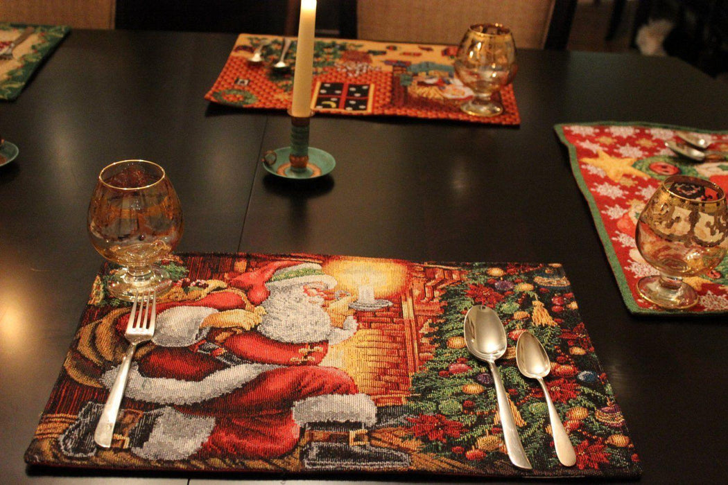 Tache Festive Down the Chimney Woven Tapestry Placemat - DaDa Bedding Collection