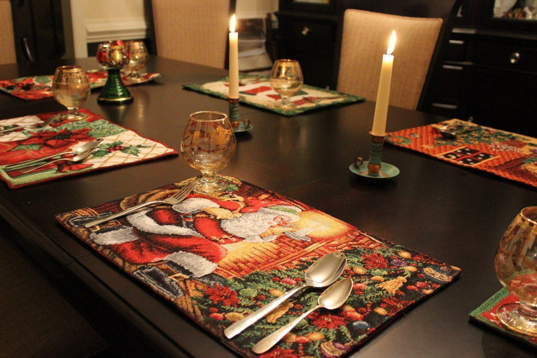 Tache Festive Down the Chimney Woven Tapestry Placemat - DaDa Bedding Collection
