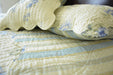 DaDa Bedding Camellia Classic Floral Spring Yellow & Blue Striped Quilted Bedspread Set (DXJ101491) - DaDa Bedding Collection