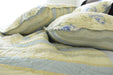 DaDa Bedding Camellia Classic Floral Spring Yellow & Blue Striped Quilted Bedspread Set (DXJ101491) - DaDa Bedding Collection