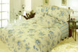 DaDa Bedding Camellia Classic Floral Spring Yellow & Blue Striped Quilted Bedspread Set (DXJ101491) - DaDa Bedding Collection