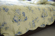 DaDa Bedding Camellia Classic Floral Spring Yellow & Blue Striped Quilted Bedspread Set (DXJ101491) - DaDa Bedding Collection