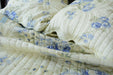 DaDa Bedding Camellia Classic Floral Spring Yellow & Blue Striped Quilted Bedspread Set (DXJ101491) - DaDa Bedding Collection