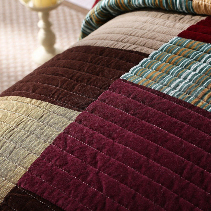 DaDa Bedding Classical Warm Desert Sands Cotton Velveteen Patchwork Bedspread Set (JHW-577) - DaDa Bedding Collection