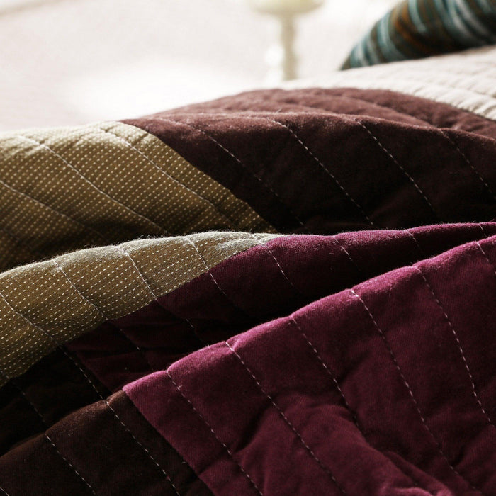 DaDa Bedding Classical Warm Desert Sands Cotton Velveteen Patchwork Bedspread Set (JHW-577) - DaDa Bedding Collection
