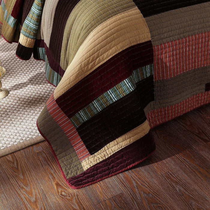 DaDa Bedding Classical Warm Desert Sands Cotton Velveteen Patchwork Bedspread Set (JHW-577) - DaDa Bedding Collection
