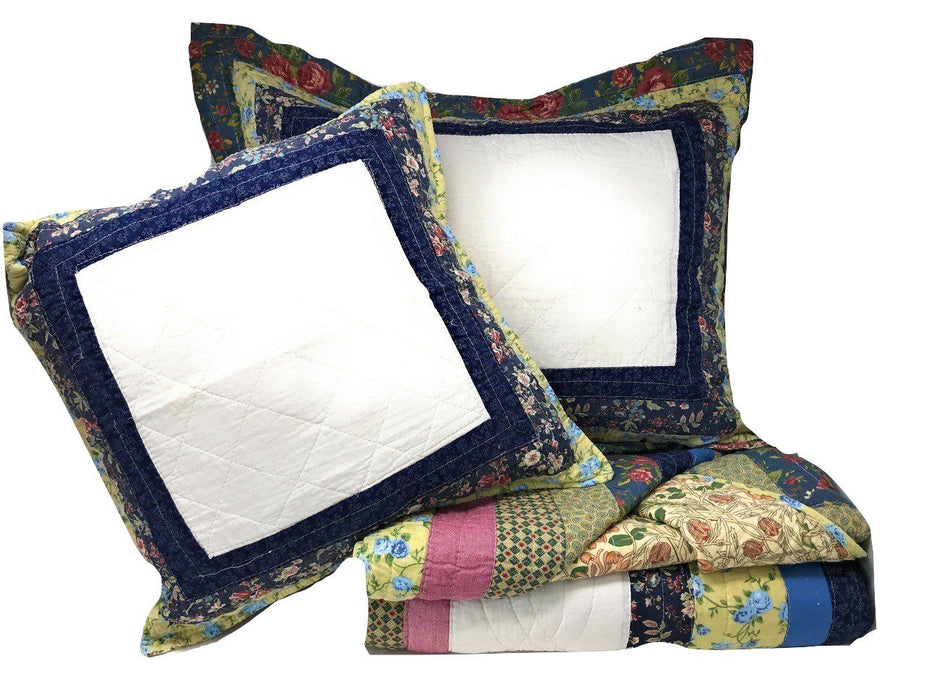DaDa Bedding Cottage Spring Floral Garden Patchwork Cotton Quilted Bedspread Set - Twin/Single (DXJ100286) - DaDa Bedding Collection