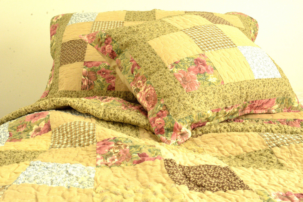 DaDa Bedding Country Cottage Floral Vines Quilted Bedspread Set - Twin - 3PCS (DXJ100681-S3) - DaDa Bedding Collection