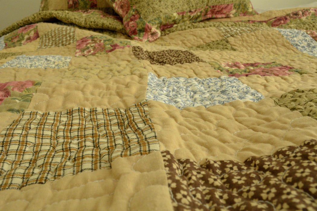 DaDa Bedding Country Cottage Floral Vines Quilted Bedspread Set - Twin - 3PCS (DXJ100681-S3) - DaDa Bedding Collection