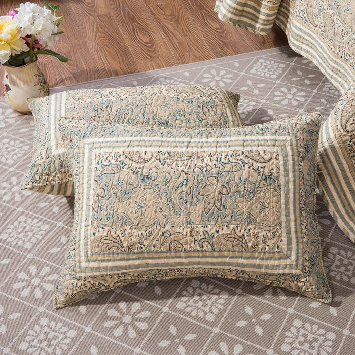 DaDa Bedding Paisley Paradise Bohemian Olive Green Cotton Bedspread Set (DXJ101873) - DaDa Bedding Collection