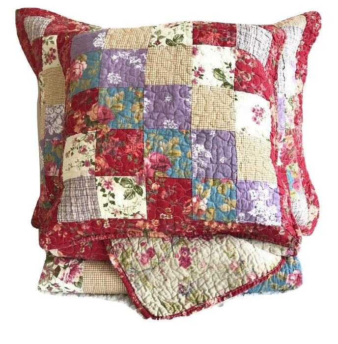 DaDa Bedding Square Forest Floral Cotton Patchwork Quilt Bedspread Set, King, 5 PCS (DXJ101114) - DaDa Bedding Collection
