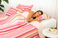 DaDa Bedding Multi-Red Pink Boho Summer Stripes Scalloped Lightweight Coverlet Bedspread Set (DXJ101824) - DaDa Bedding Collection