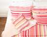 DaDa Bedding Multi-Red Pink Boho Summer Stripes Scalloped Lightweight Coverlet Bedspread Set (DXJ101824) - DaDa Bedding Collection