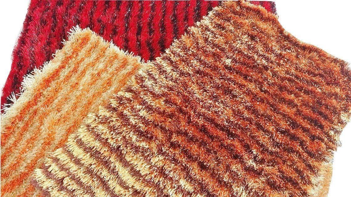 DaDa Bedding Shaggy Soft Rectangle Door Mat Carpet Rug - 20" x 32", Striped Orange & Cream - DaDa Bedding Collection