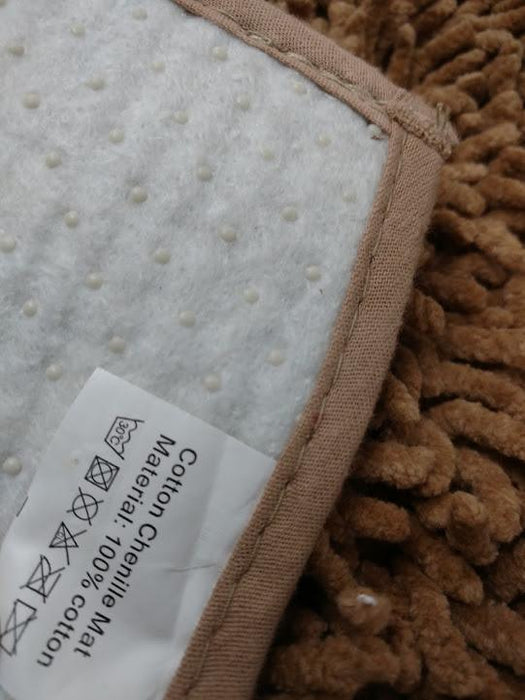 DaDa Bedding Coffee Brown Shaggy Soft Chenille Noodle Carpet Rug Bath Mat - DaDa Bedding Collection
