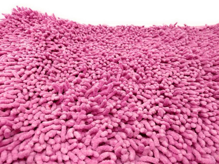 DaDa Bedding Fuchsia Magenta Pink Shaggy Soft Chenille Noodle Carpet Rug Bath Mat - DaDa Bedding Collection