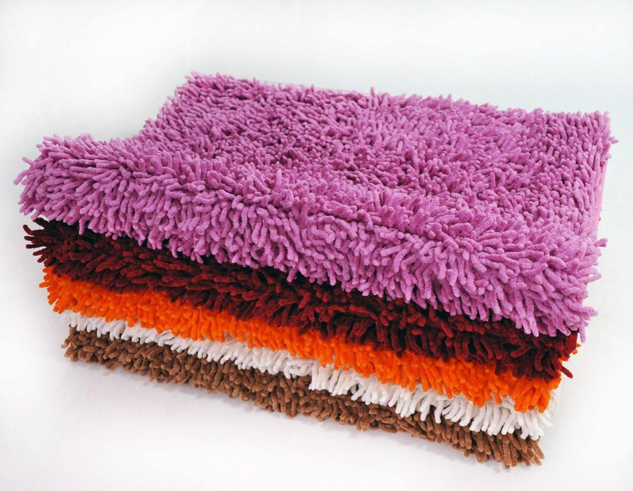 DaDa Bedding Fuchsia Magenta Pink Shaggy Soft Chenille Noodle Carpet Rug Bath Mat - DaDa Bedding Collection