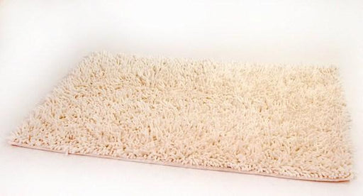 DaDa Bedding Vanilla Ivory White Shaggy Soft Chenille Noodle Carpet Rug Bath Mat - DaDa Bedding Collection