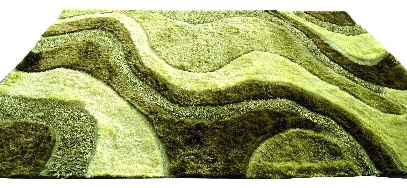 DaDa Bedding Three Dimensional 3D Modern Curved Viscose Lime Green Apple Soft Carpet Mat Rug - DaDa Bedding Collection