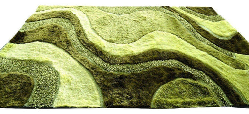 DaDa Bedding Three Dimensional 3D Modern Curved Viscose Lime Green Apple Soft Carpet Mat Rug - DaDa Bedding Collection