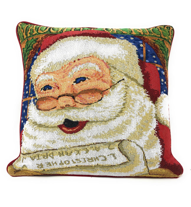 DaDa Bedding Set of 4 Pieces - Magical Santa Snowman Gingerbread Christmas Holiday Tapestry Throw Pillow Covers Bundle Pack - 16" x 16" - DaDa Bedding Collection