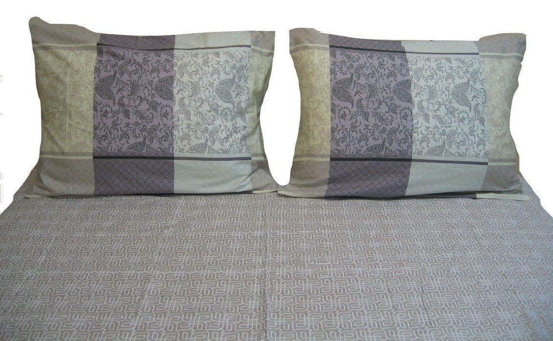 DaDa Bedding Grey Floral Paisley Fitted & Flat Sheet w/ Pillow Cases Set (FSFS8222) - DaDa Bedding Collection