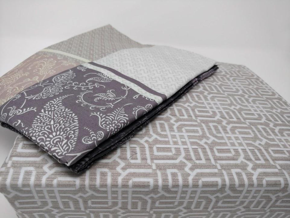 DaDa Bedding Grey Floral Paisley Fitted & Flat Sheet w/ Pillow Cases Set (FSFS8222) - DaDa Bedding Collection