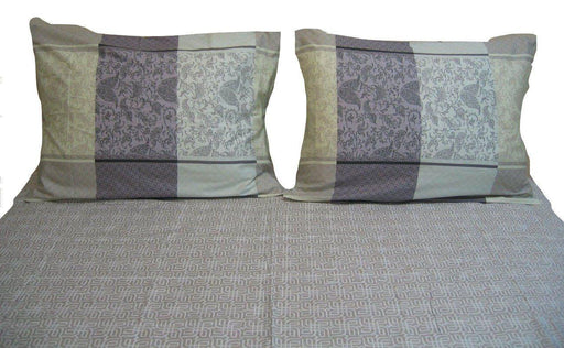 DaDa Bedding Jacquard Grey Floral Paisley Flat Sheet & Pillow Cases Set (FS8222) - DaDa Bedding Collection