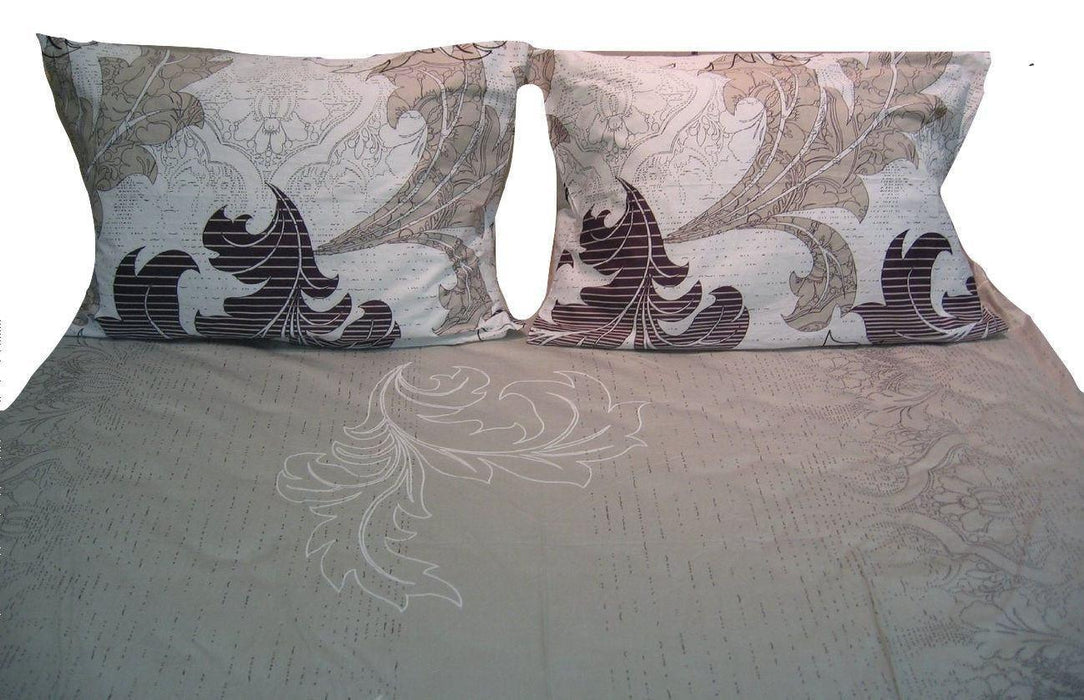 DaDa Bedding Paisley Floral Leaves Fitted & Flat Sheet w/ Pillow Cases Set (FSFS8197) - DaDa Bedding Collection