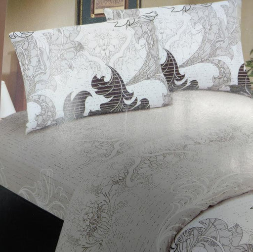 DaDa Bedding Jacquard Paisley Floral Leaves Flat Sheet & Pillow Cases Set - Twin 2-Pieces (FS8197) - DaDa Bedding Collection