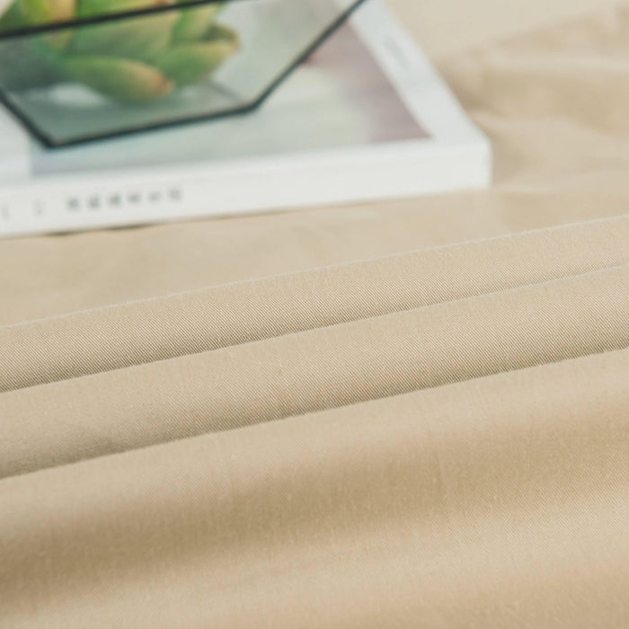DaDa Bedding Luxury Soft Cotton Beige Fitted Bed Sheet & Pillow Cases Set (JHW-546-Fitted) - DaDa Bedding Collection