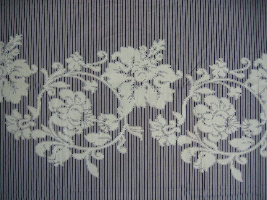 DaDa Bedding Navy Blue Floral Striped Fitted + Flat Sheets & Pillow Cases Set (FSFS8153) - DaDa Bedding Collection