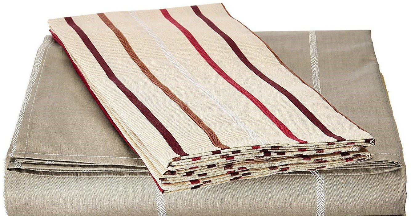 DaDa Bedding Solid Soft Multi Striped Fitted Sheet & Pillow Cases Set (FTS8293) - DaDa Bedding Collection