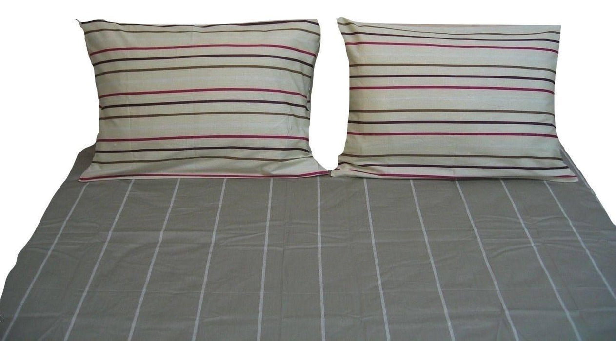 DaDa Bedding Solid Soft Multi Striped Fitted Sheet & Pillow Cases Set (FTS8293) - DaDa Bedding Collection