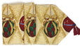 DaDa Bedding Set of 8 Pieces Elegant Christmas Ornaments Table Tapestry - 4 Placemats, 2 Table Runners, 2 Throw Pillow Covers (6139) - DaDa Bedding Collection
