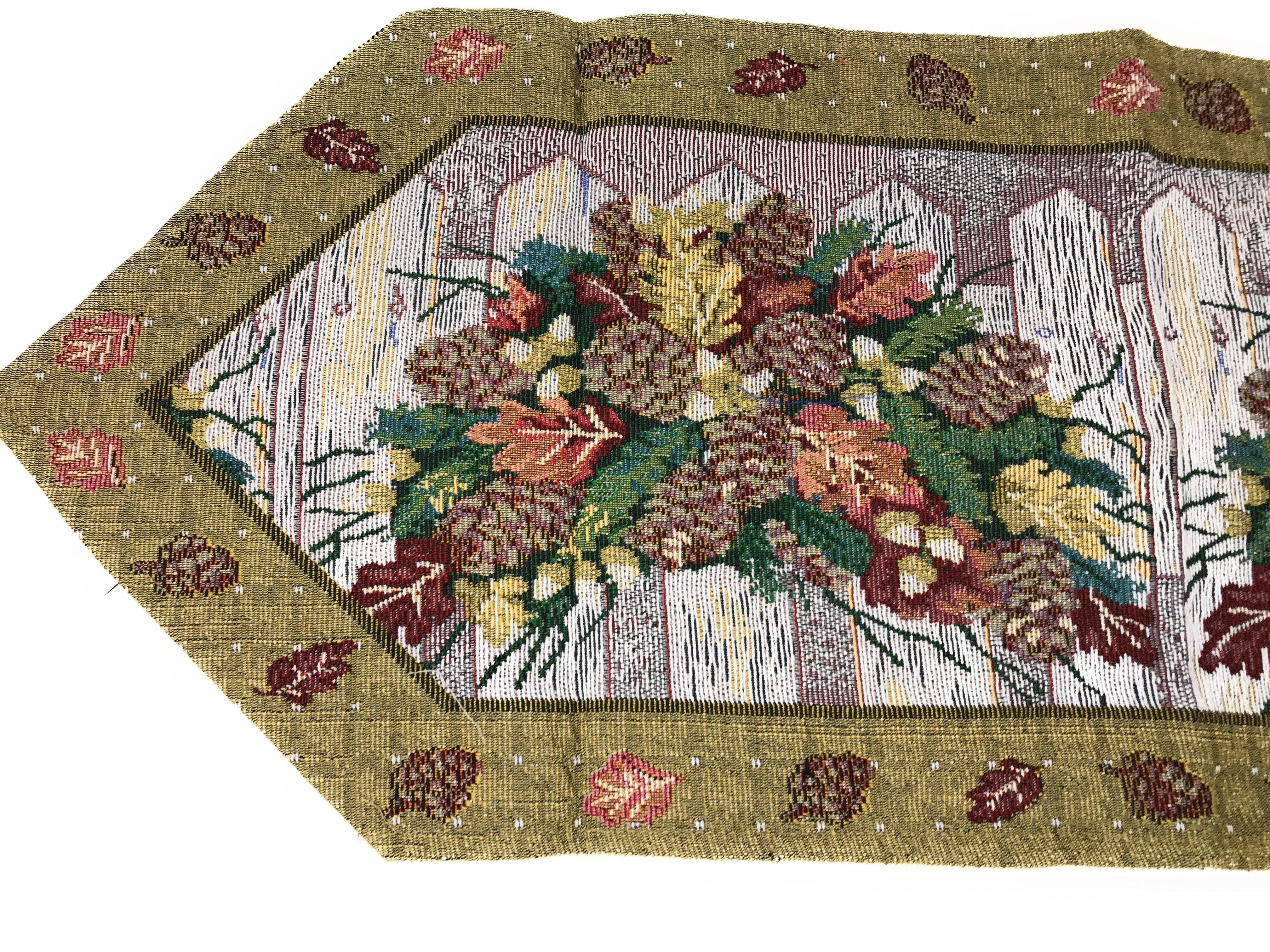 DaDa Bedding Rustic Floral Bouquet Lights Holiday Tapestry Dining Table Runner (6068) - DaDa Bedding Collection