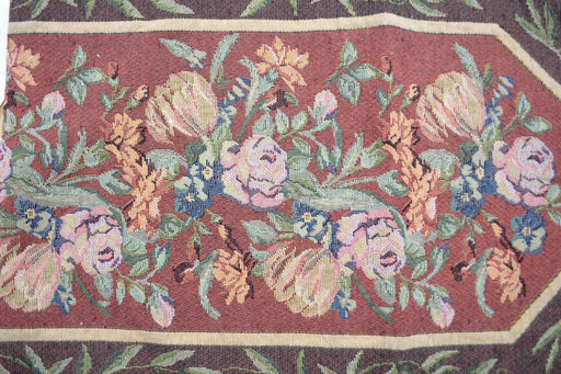 DaDa Bedding Romantic Floral Field of Roses Burgundy Red Tapestry Table Runner (5594) - DaDa Bedding Collection