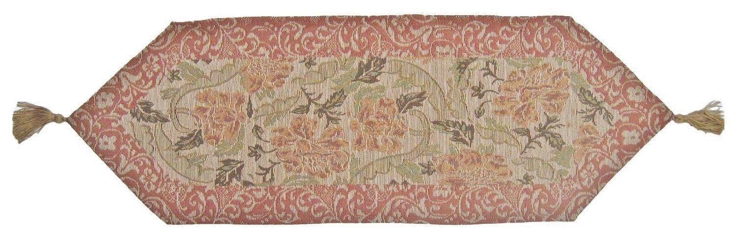 DaDa Bedding Set of 3 PCs - Floral Nature Garden Beige Woven Tapestry Table Runners (10072) - DaDa Bedding Collection