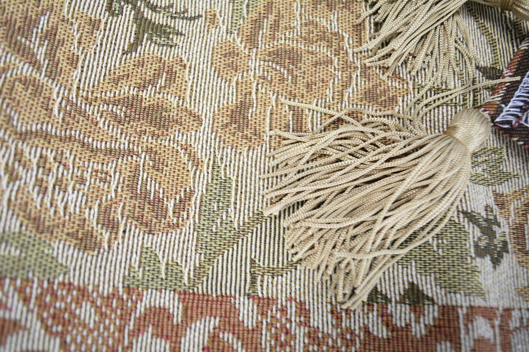 DaDa Bedding Set of 3 PCs - Floral Nature Garden Beige Woven Tapestry Table Runners (10072) - DaDa Bedding Collection