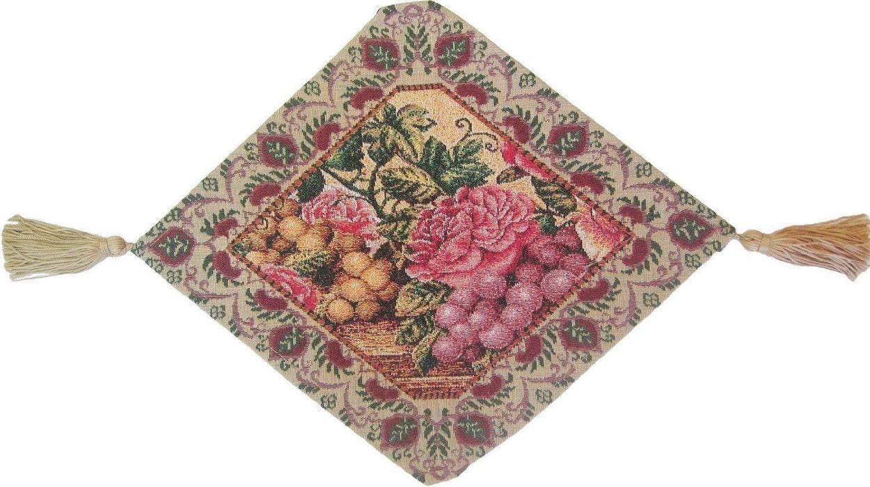 DaDa Bedding Set of 3-Pieces - Romantic Parade of Fruit & Roses Vintage Tapestry Dining Table Runners (14426) - DaDa Bedding Collection
