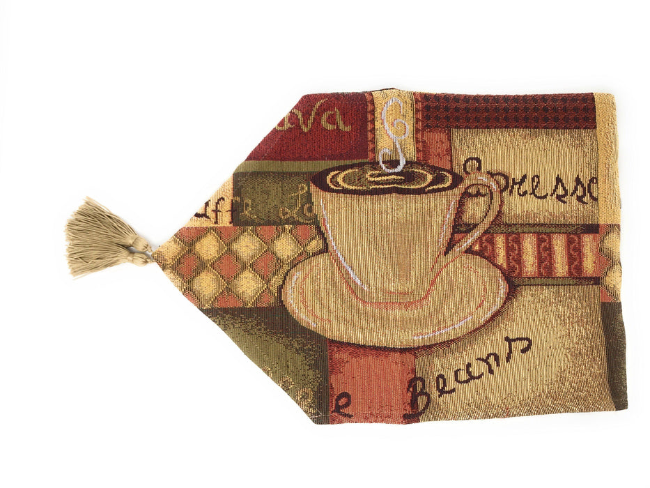 DaDa Bedding Smell of Coffee Cup Latte Java Brown Tapestry Table Runner Cloth (9912) - DaDa Bedding Collection