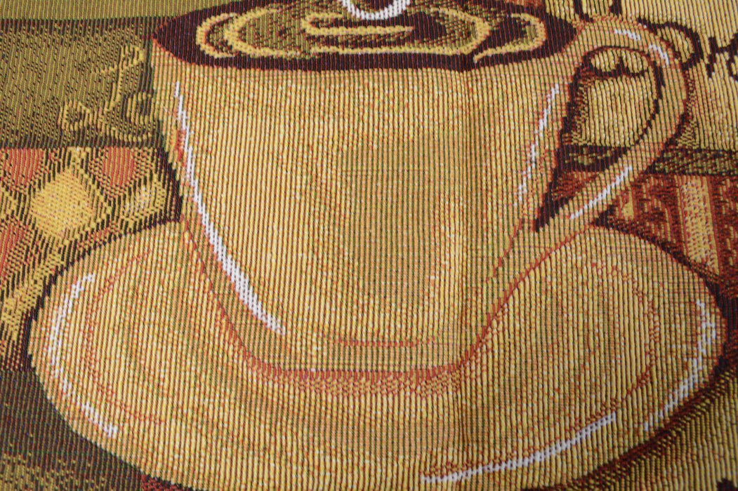 DaDa Bedding Smell of Coffee Cup Latte Java Brown Tapestry Table Runner Cloth (9912) - DaDa Bedding Collection