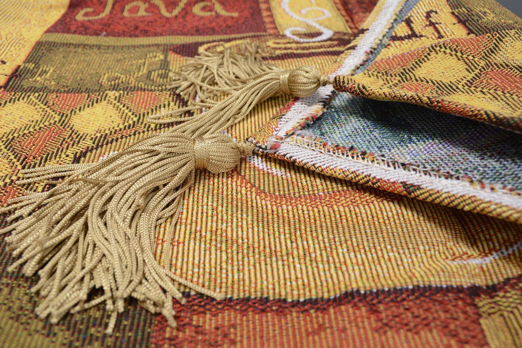 DaDa Bedding Smell of Coffee Cup Latte Java Brown Tapestry Table Runner Cloth (9912) - DaDa Bedding Collection