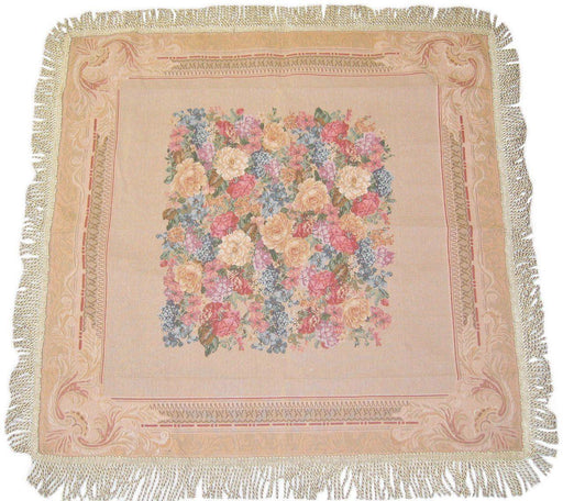 DaDa Bedding Breath of Spring Floral Beige Intricate Ornate Square Tapestry Table Cloth - DaDa Bedding Collection