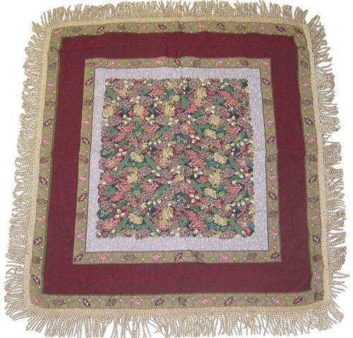DaDa Bedding Christmas Fiesta Floral Red Square Tapestry Table Cloth - 59" x 59" (6068) - DaDa Bedding Collection