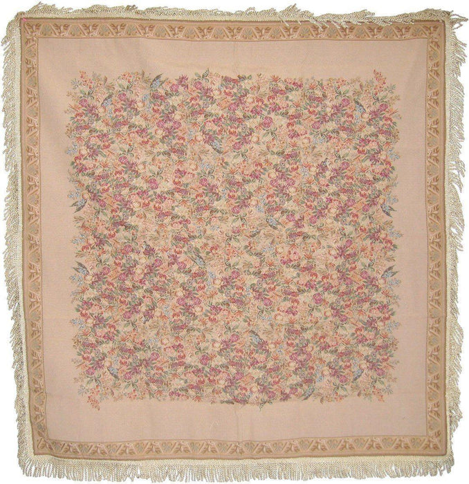 DaDa Bedding Wildflower Wonderland Floral Golden Beige Tan Square Dining Table Cloth (3100) - DaDa Bedding Collection
