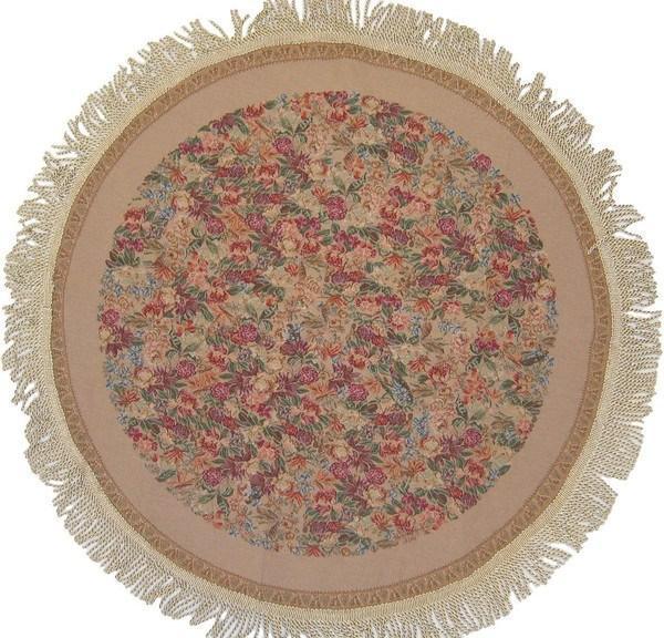 DaDa Bedding Wildflower Wonderland Round Floral Beige Tapestry Table Cloth (3100) - DaDa Bedding Collection