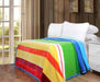 DaDa Bedding Colorful Striped Rainbow Reversible Plush Luxe Flannel Fleece Throw Blanket (XY9867) - DaDa Bedding Collection
